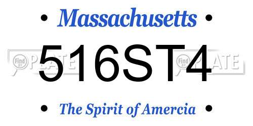 516ST4 Massachusetts License Plate