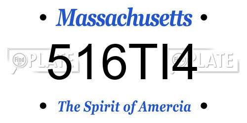 516TI4 Massachusetts License Plate