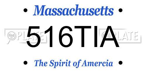 516TIA Massachusetts License Plate