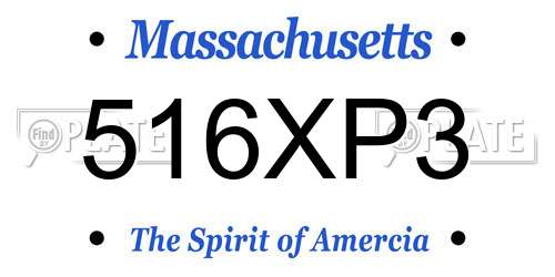 516XP3 Massachusetts License Plate