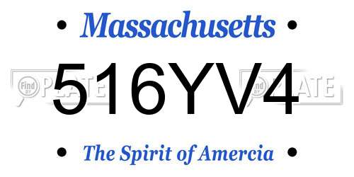 516YV4 Massachusetts License Plate