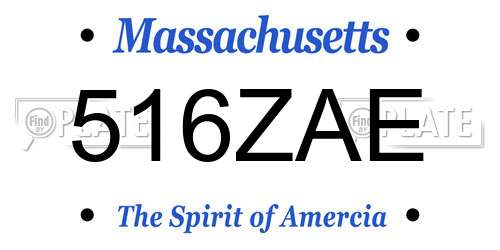 516ZAE Massachusetts License Plate