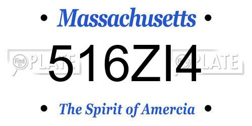 516ZI4 Massachusetts License Plate