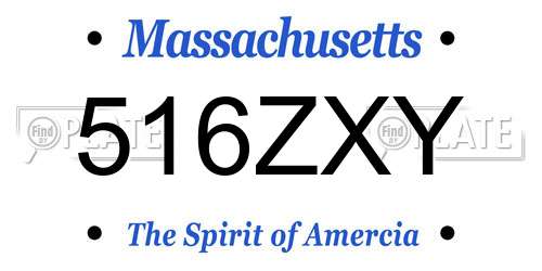 516ZXY Massachusetts License Plate