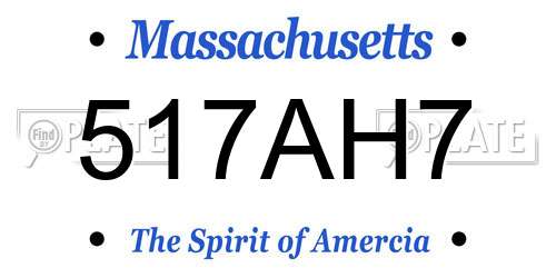 517AH7 Massachusetts License Plate