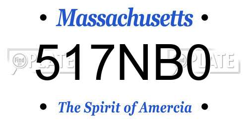 517NB0 Massachusetts License Plate