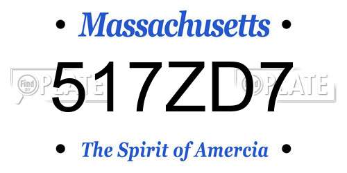 517ZD7 Massachusetts License Plate