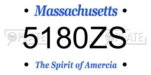5180ZS Massachusetts License Plate
