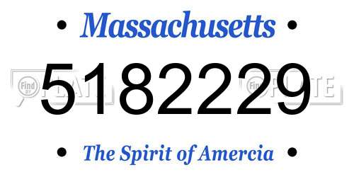5182229 Massachusetts License Plate