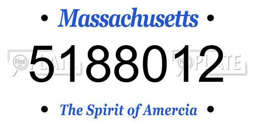 5188012 Massachusetts License Plate