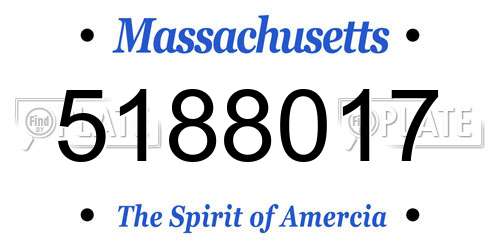 5188017 Massachusetts License Plate
