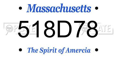 518D78 Massachusetts License Plate