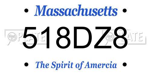 518DZ8 Massachusetts License Plate