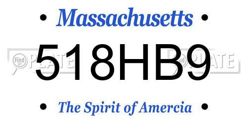 518HB9 Massachusetts License Plate