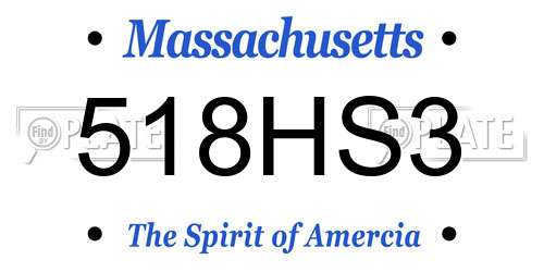518HS3 Massachusetts License Plate