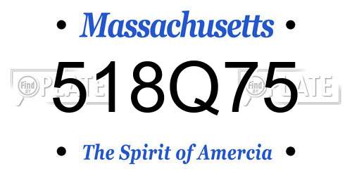 518Q75 Massachusetts License Plate