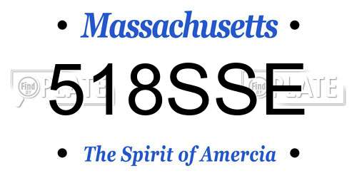 518SSE Massachusetts License Plate