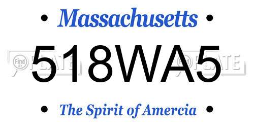 518WA5 Massachusetts License Plate