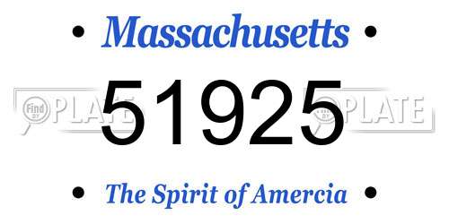 51925 Massachusetts License Plate