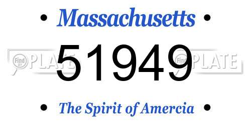 51949 Massachusetts License Plate