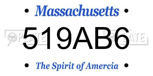 519AB6 Massachusetts License Plate