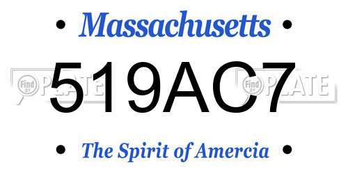519AC7 Massachusetts License Plate