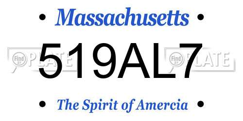 519AL7 Massachusetts License Plate
