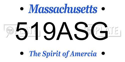 519ASG Massachusetts License Plate