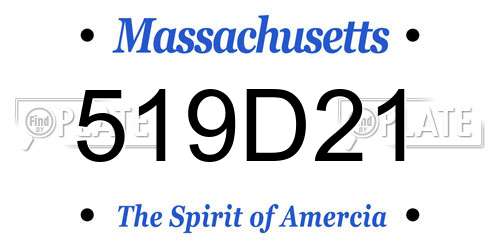 519D21 Massachusetts License Plate