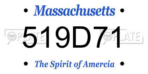 519D71 Massachusetts License Plate