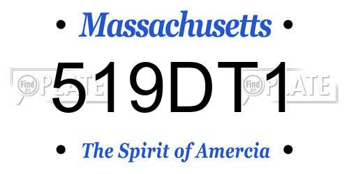 519DT1 Massachusetts License Plate