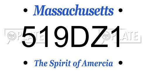 519DZ1 Massachusetts License Plate