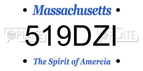 519DZI Massachusetts License Plate