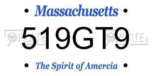519GT9 Massachusetts License Plate