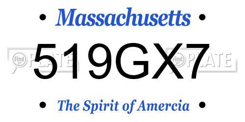 519GX7 Massachusetts License Plate