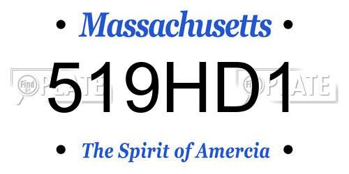 519HD1 Massachusetts License Plate