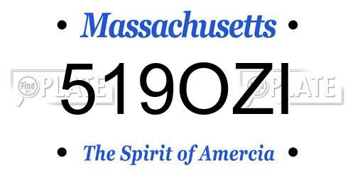519OZI Massachusetts License Plate