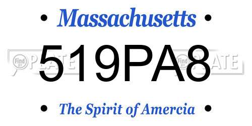 519PA8 Massachusetts License Plate