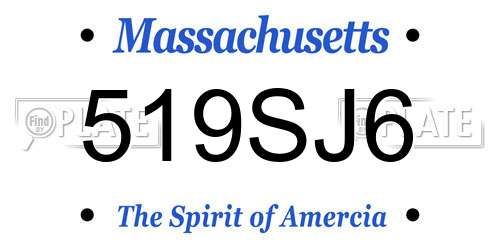 519SJ6 Massachusetts License Plate
