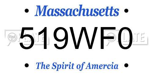 519WF0 Massachusetts License Plate