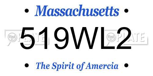 519WL2 Massachusetts License Plate