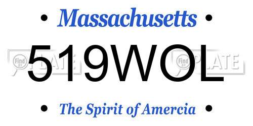 519WOL Massachusetts License Plate