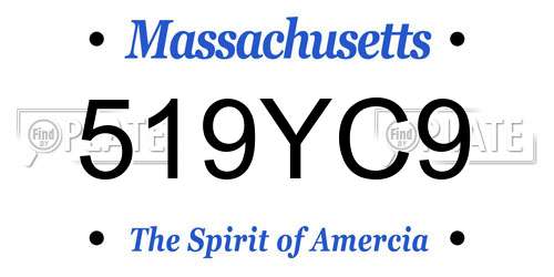 519YC9 Massachusetts License Plate