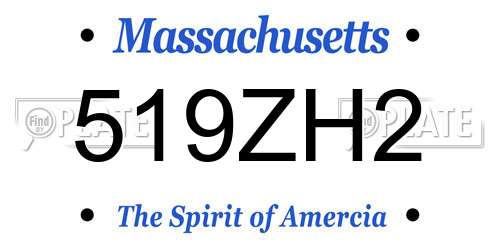 519ZH2 Massachusetts License Plate
