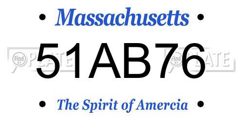 51AB76 Massachusetts License Plate
