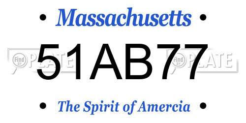 51AB77 Massachusetts License Plate