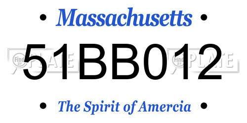 51BB012 Massachusetts License Plate