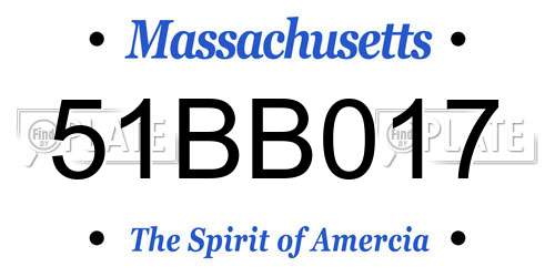 51BB017 Massachusetts License Plate