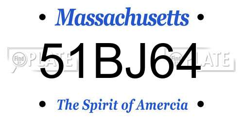 51BJ64 Massachusetts License Plate