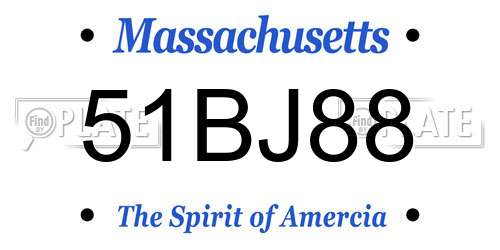 51BJ88 Massachusetts License Plate